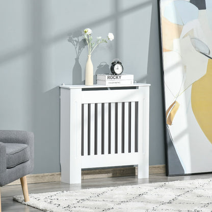 Slatted Radiator Cover Painted Cabinet MDF Lined Grill in White (78L x 19W x 81H cm)