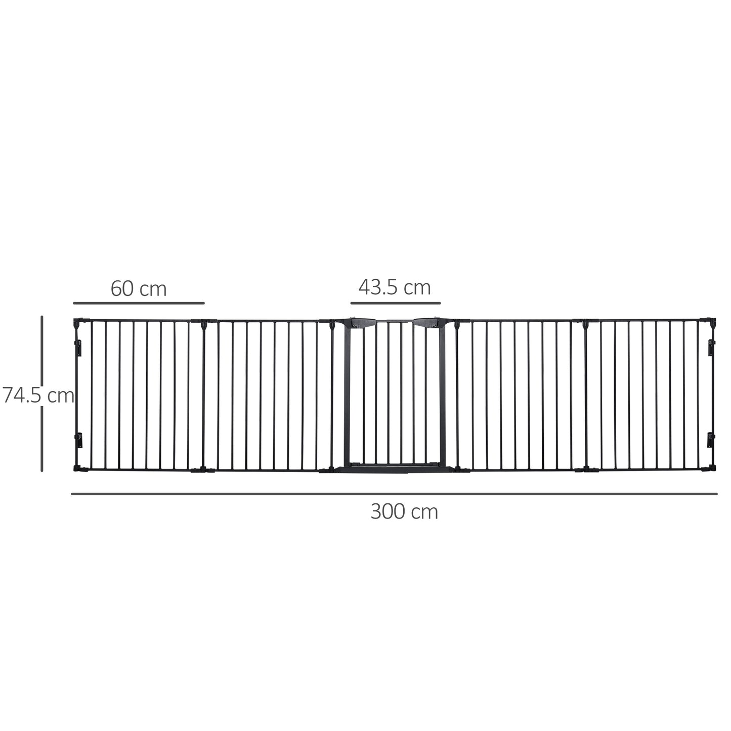 Pet Safety Gate 5-Panel Playpen Fireplace Christmas Tree Metal Fence Stair Barrier Room Divider with Walk Through Door Automatically Close Lock Black