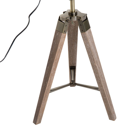 Vintage Tripod Table Desk Lamp Bedside SpotBrass Antique Search Wooden Base
