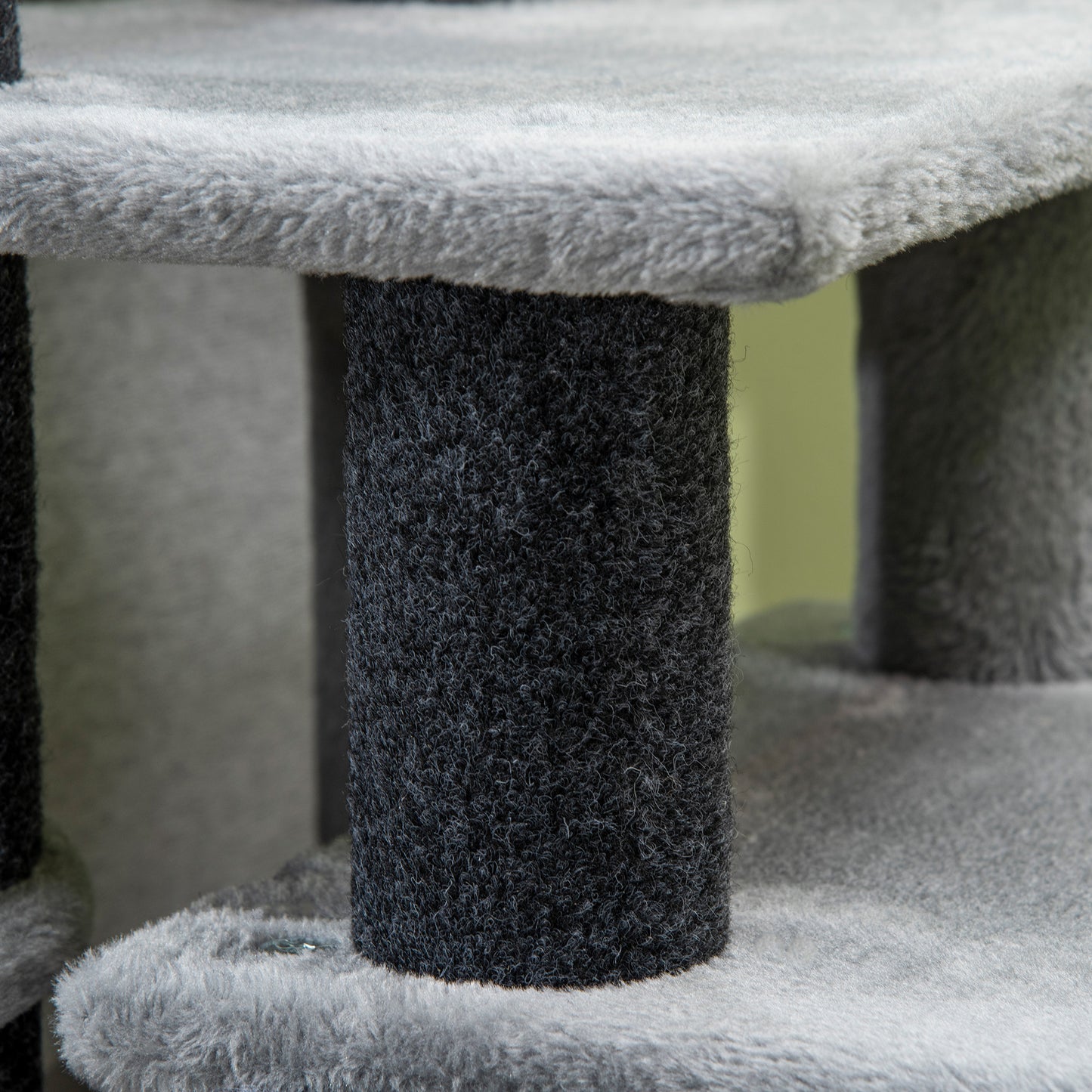 Dog Steps for Bed 4 Step Pet Stairs Cat House with Detachable Cover, Cat ladder for Sofa w/ Hanging Balls - Grey