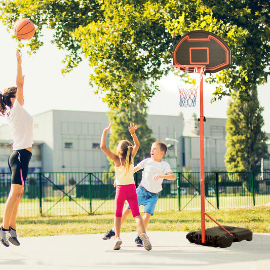 HOMCOM Basketball Stand Net Hoop Backboard Portable 155-210cm Hoop Height Adjustable with Wheels for Kids Sports Fun
