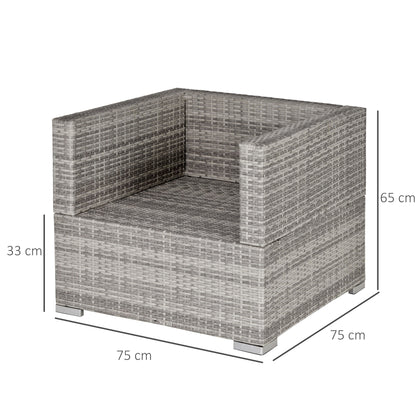 Outdoor Patio Furniture Single Rattan  Chair Padded Cushion All Weather for Garden Poolside Balcony Grey