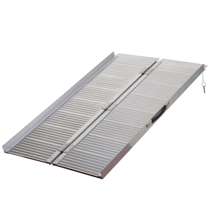 4ft Folding Aluminum Wheelchair Ramp Scooter Portable Mobility Assist Suitcase Access Aid, 270kg Capacity, Silver