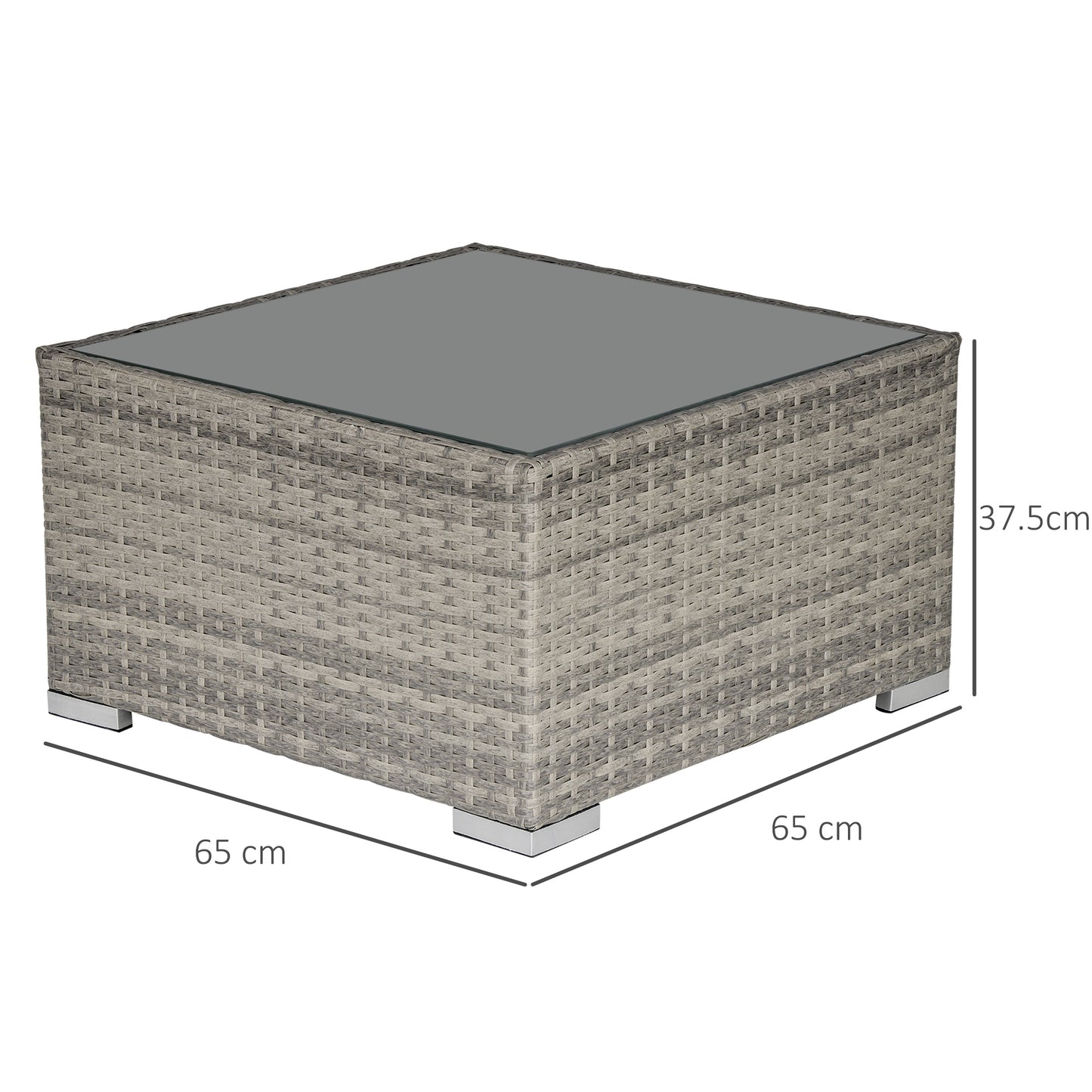 Outsunny Patio Rattan Coffee Table Ready to Use Outdoor Furniture Suitable for Garden Backyard, Grey