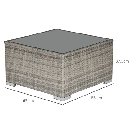 Outsunny Patio Rattan Coffee Table Ready to Use Outdoor Furniture Suitable for Garden Backyard, Grey