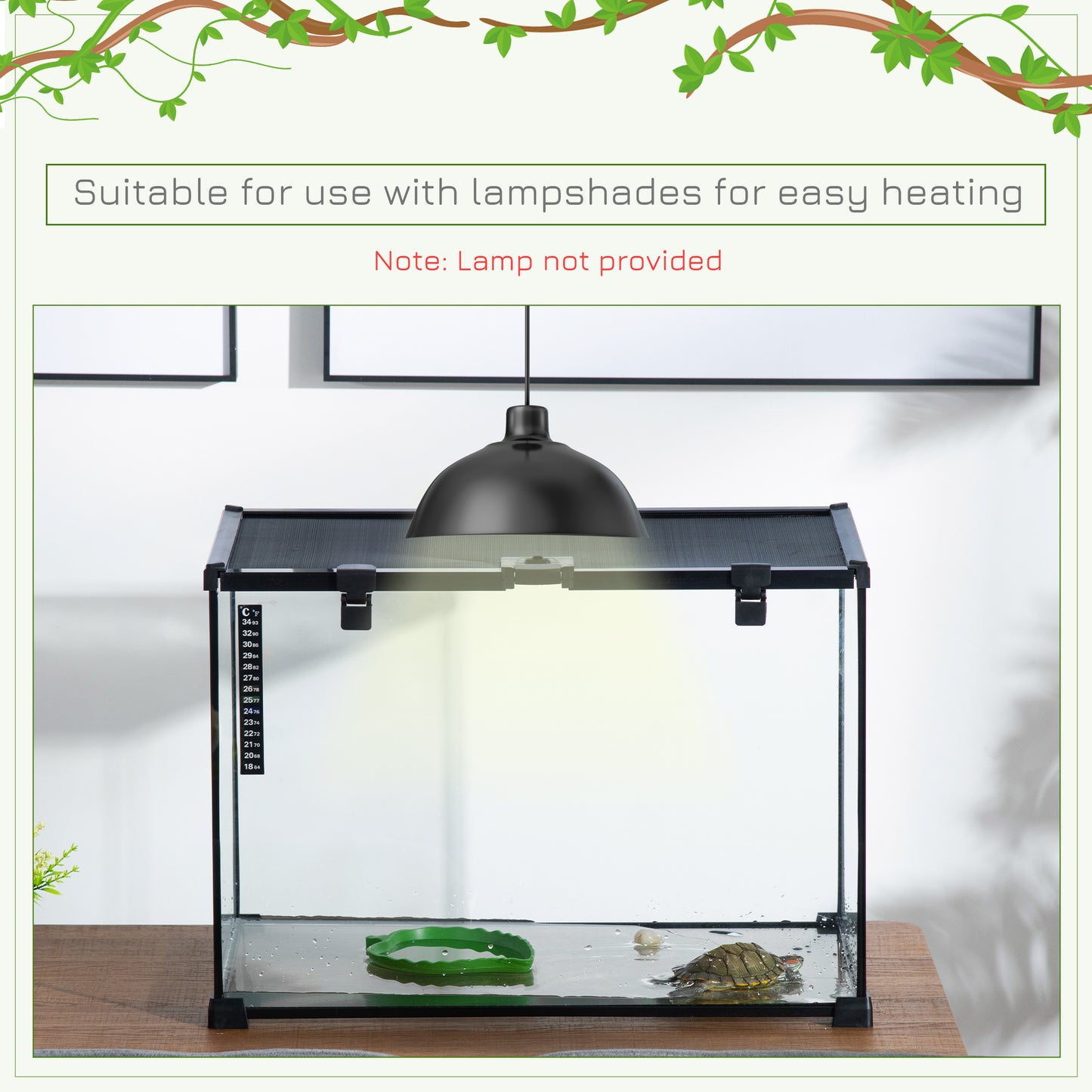 Glass Reptile Terrarium Insect Breeding Tank Vivarium Habitats with Thermometer for Lizards, Horned Frogs, Snakes, Spiders - Large 50 x 30 x 35cm