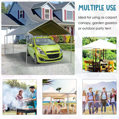 3 x 6m Heavy Duty Carport Garage Car Shelter Galvanized Steel Outdoor Open Canopy Tent Water UV Resistant Waterproof, Grey