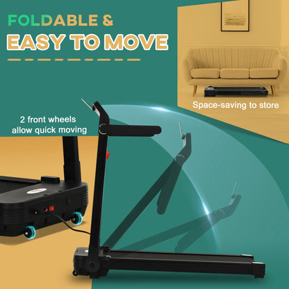 Ideal Treadmill With Handle Bars - 600W Foldable Steel Motorised Treadmill Black