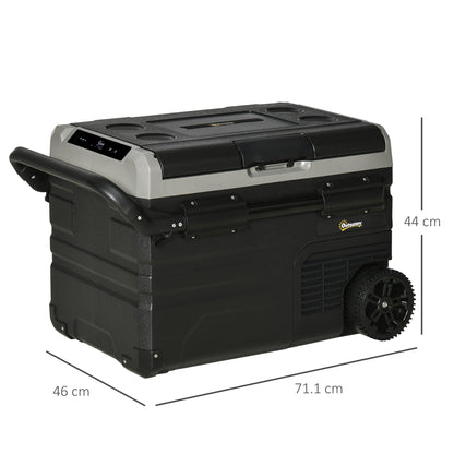 Outsunny 40L Car Refrigerator, Portable Compressor Cooler Box, Fridge Freezer w/ Inner LED Light, Foldable Handles, Cup Holders, 12/24V DC and 110-240V AC for Campervan RV Boat Travel Down to -20‚Äö√ë√â