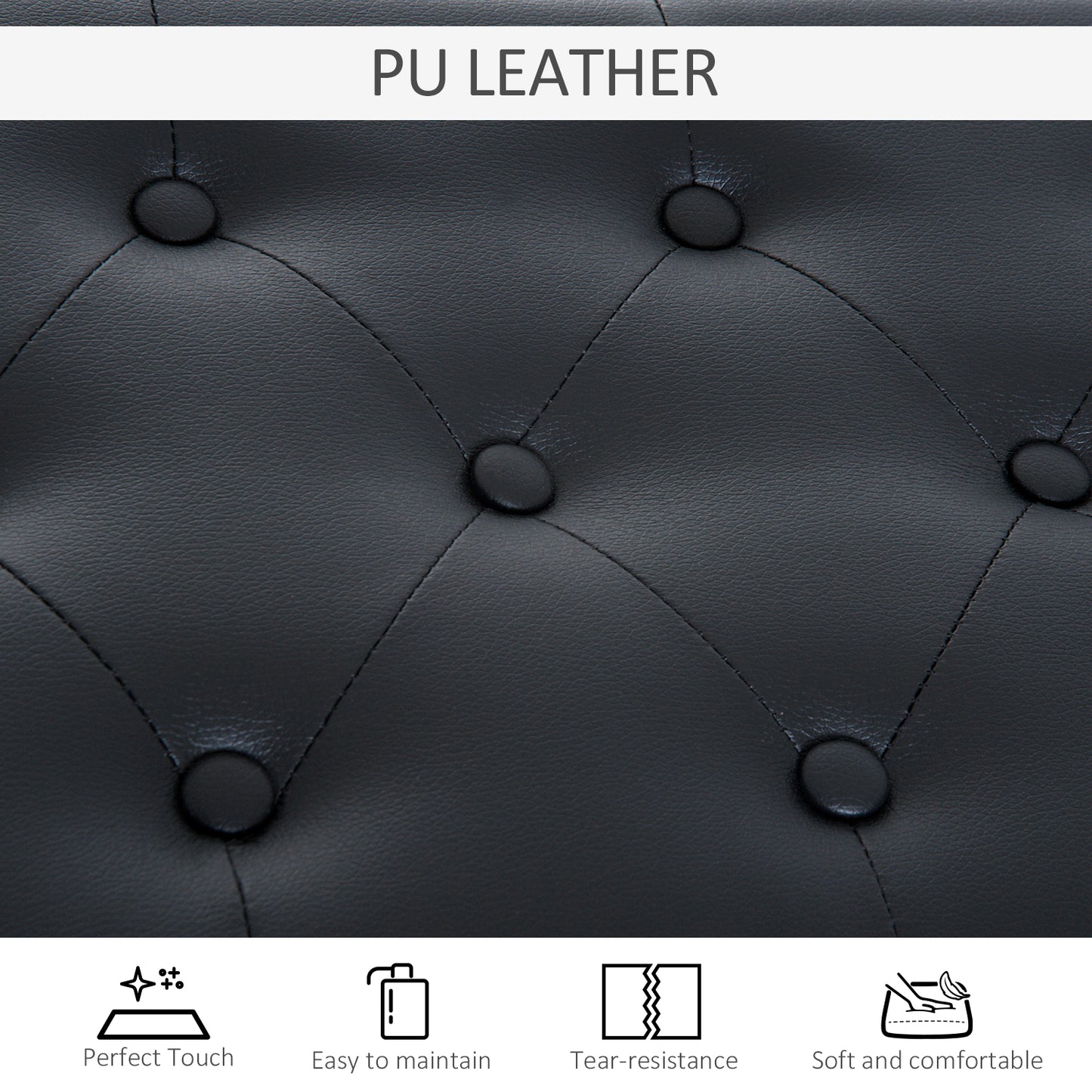 HOMCOM Faux Leather Piano Stool Makeup Stool Bench Dressing Table Seat with Storage 76x36x50cm, Black