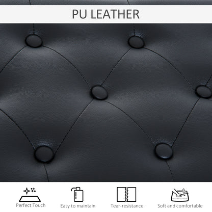 HOMCOM Faux Leather Piano Stool Makeup Stool Bench Dressing Table Seat with Storage 76x36x50cm, Black