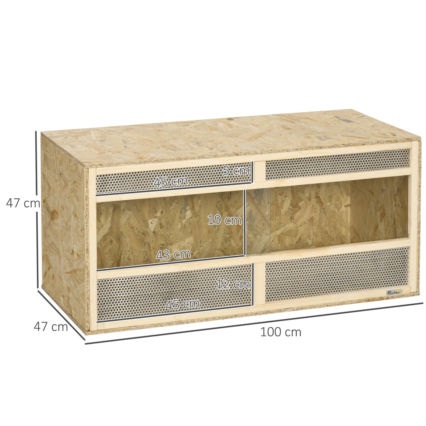 Reptile Terrarium Vivarium, Climbing Pet Containers, Reptile Habitat, with Transparent Sliding Doors, Breathable Mesh for Lizards Horned Frogs