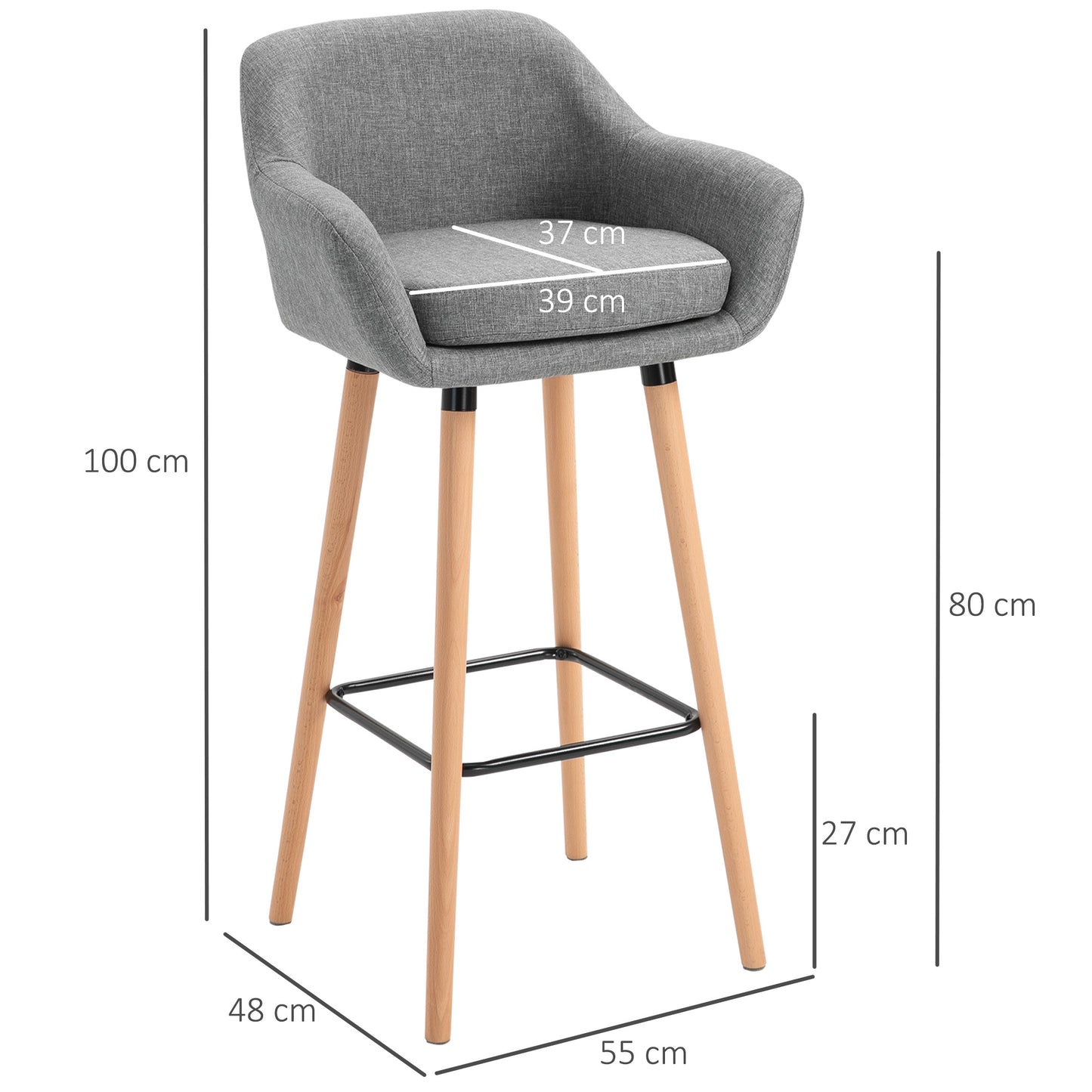 Barstools - Set of two elegant and softly curved chairs which look anywhere in your home