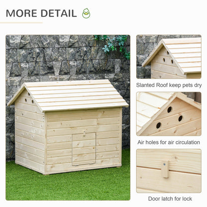 Wooden Duck House Poultry Coop for 2-4 Ducks with Openable Roof Raised Feet Air Holes Natural