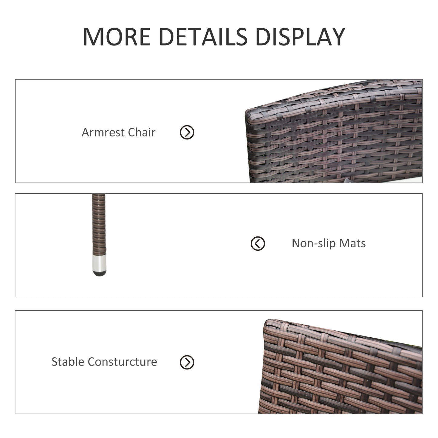 Set of 2 Outdoor Rattan Garden Chairs with Armrests & Cushions - Mixed Brown