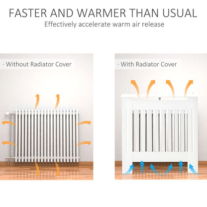 Slatted Radiator Cover Painted Cabinet MDF Lined Grill in White (78L x 19W x 81H cm)