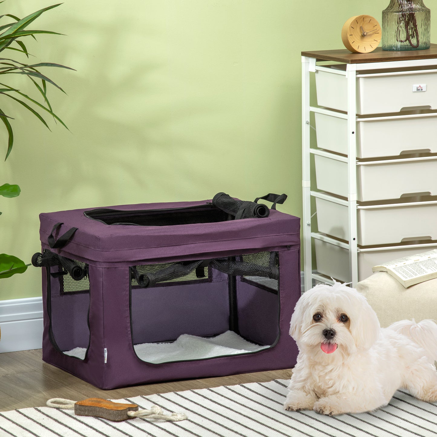 60cm Pet Carrier, Cat Carrier Cat Bag, Pet Travel Bag w/ Cushion, Carry Bag, for Cats and Miniature Dogs - Purple