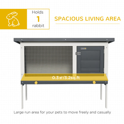 Wooden Rabbit Hutch Guinea Pig Hutch Bunny Cage Small Animal Habitat Openable Asphalt Roof for Outdoor Use 90 x 45 x 65 cm