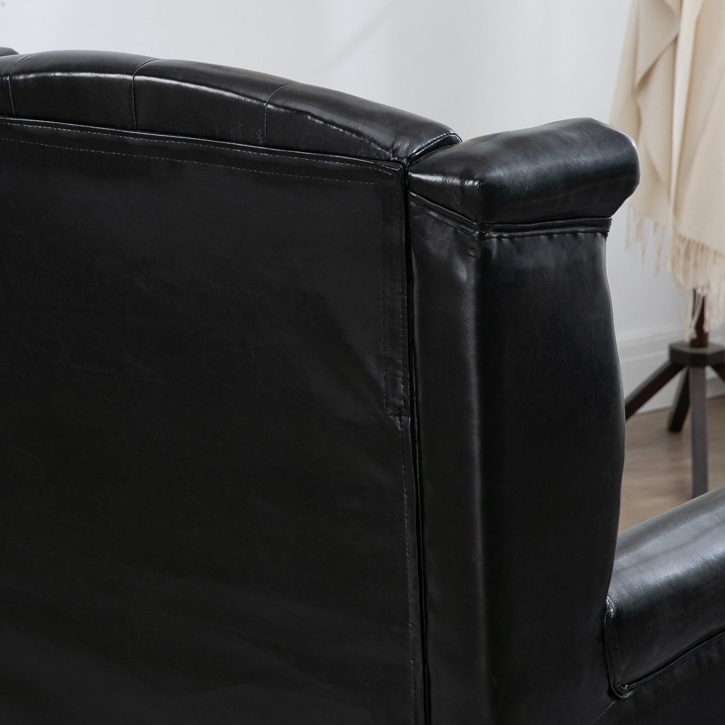 Wingback Armchair, Chesterfield-style High Back Fireside Chair, Tufted Upholstered Accent Chair with Nailhead Trim for Living Room, Bedroom, Home Office, Black
