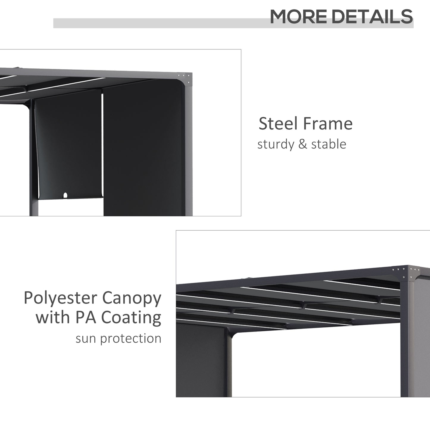 Outsunny 3m x 4m Metal Pergola with Retractable Roof, Outdoor Garden Pergola with LED Lights, Solar Powered, for BBQ,¬†Lawn,¬†Backyard, Dark Grey