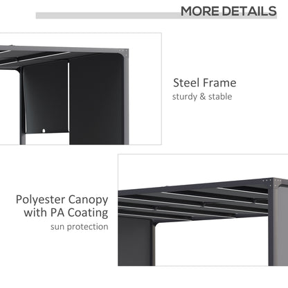 Outsunny 3m x 4m Metal Pergola with Retractable Roof, Outdoor Garden Pergola with LED Lights, Solar Powered, for BBQ,¬†Lawn,¬†Backyard, Dark Grey