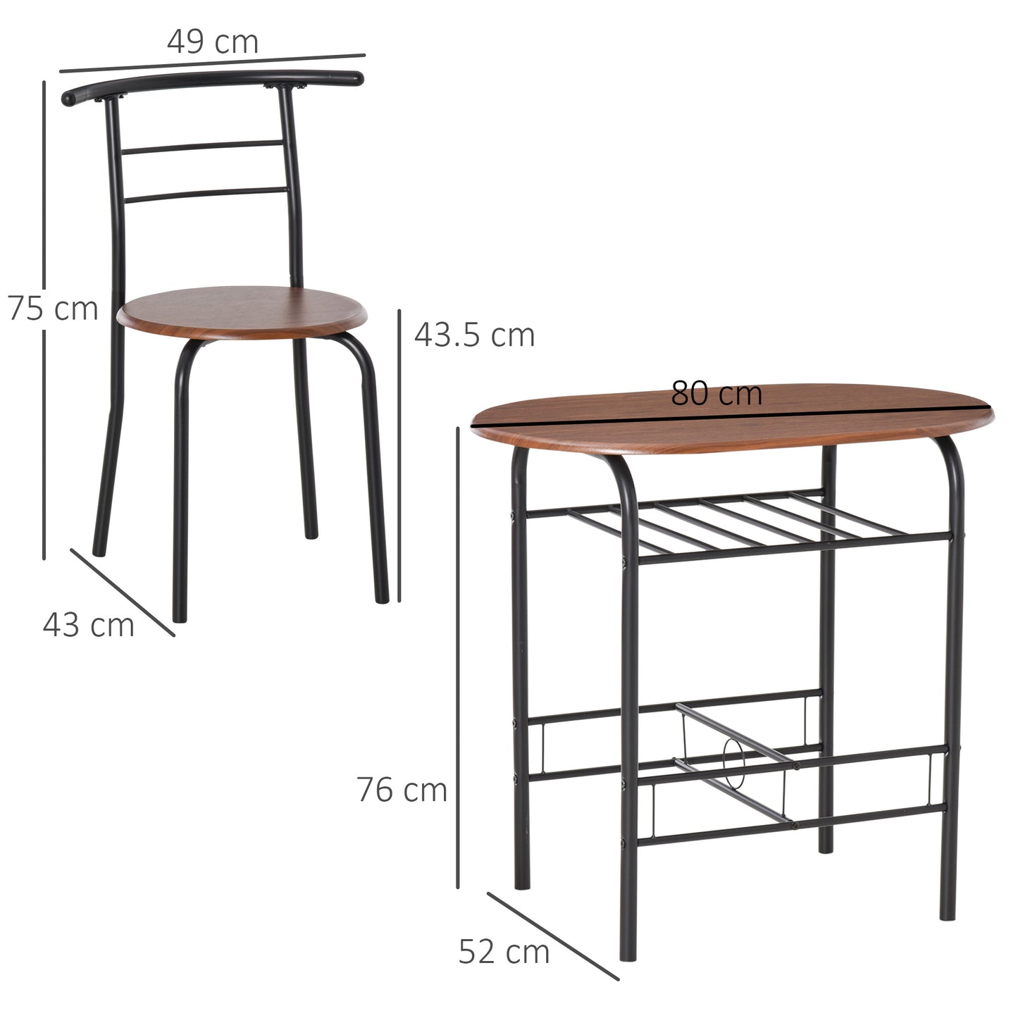 3-Piece Wood Top Breakfast Bar Table Set for 2, Dining Table w/Storage Shelf & 2 chairs