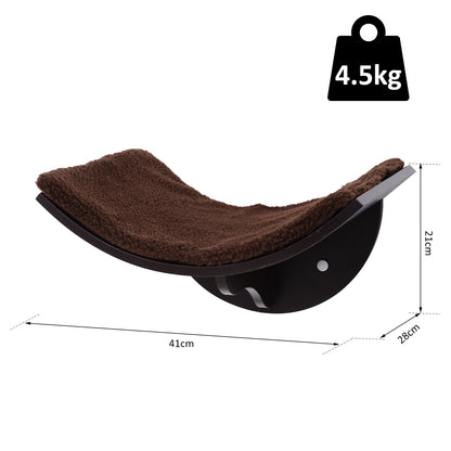Wood Cat Shelves Wall-Mounted Shelter Curved Kitten Bed Cat Perch Climber Cat Furniture 41 x 28 x 21cm Brown