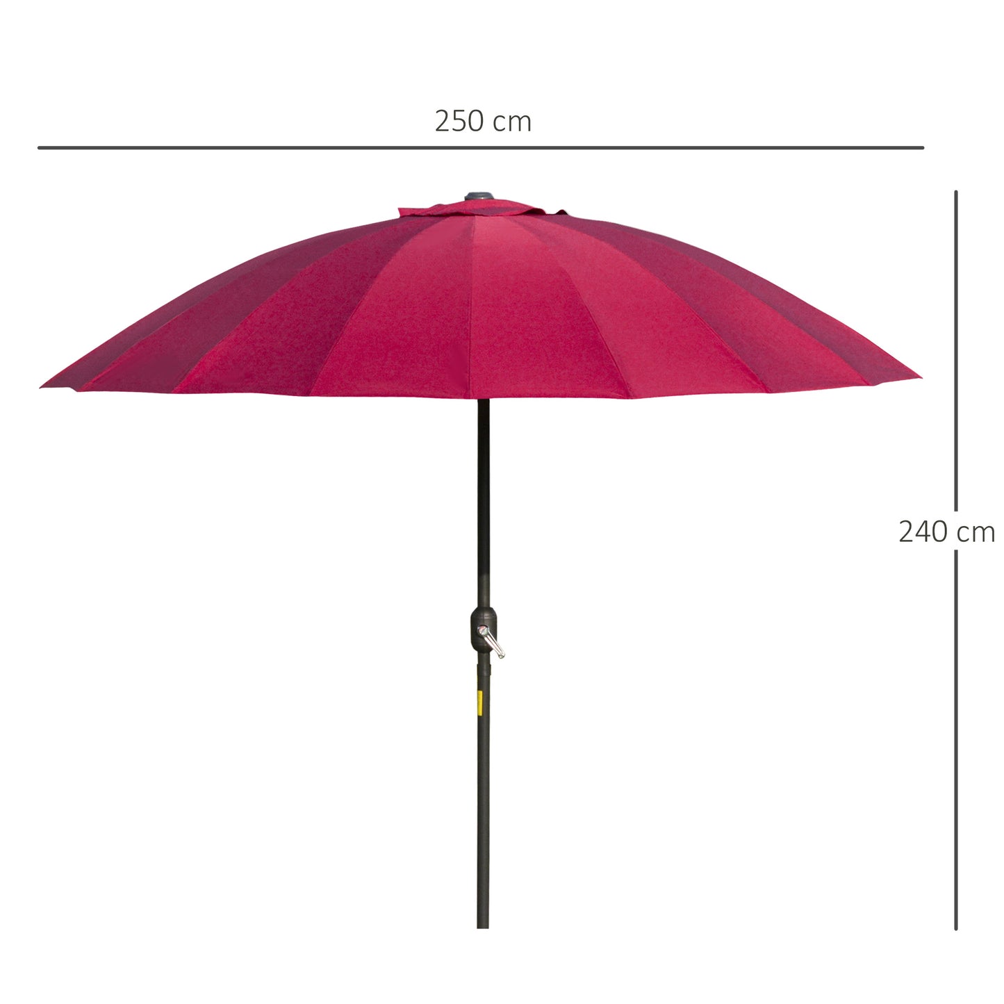 Ф255cm Patio Parasol Umbrella Outdoor Market Table Parasol with Push Button Tilt Crank and Sturdy Ribs for Garden Lawn Backyard Pool Wine Red