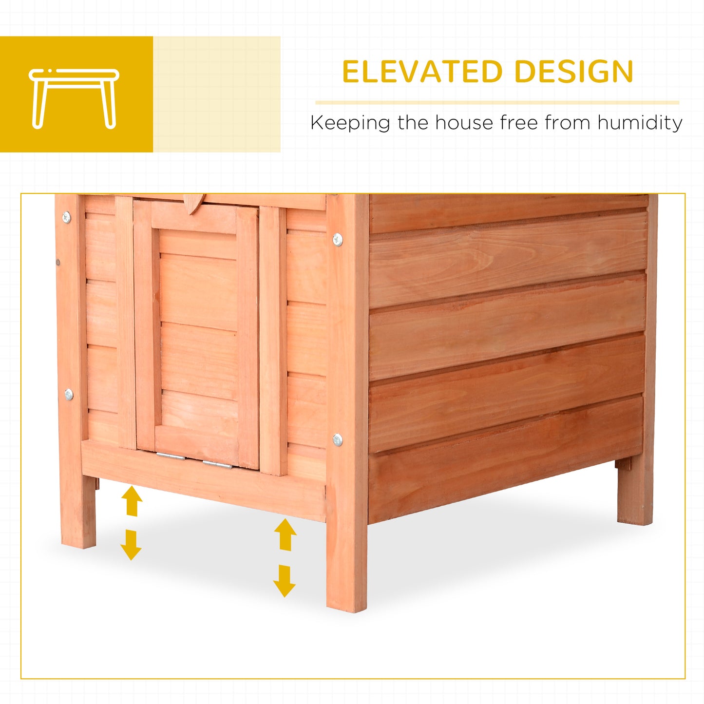 Wooden Rabbit Hutch Outdoor, Cat House, Guinea Pig Hutch, Rabbit Hideaway, Bunny Cage Small Animal House 51 x 42 x 43 cm, Natural