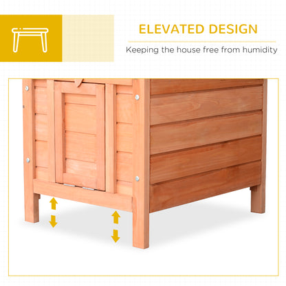 Wooden Rabbit Hutch Outdoor, Cat House, Guinea Pig Hutch, Rabbit Hideaway, Bunny Cage Small Animal House 51 x 42 x 43 cm, Natural