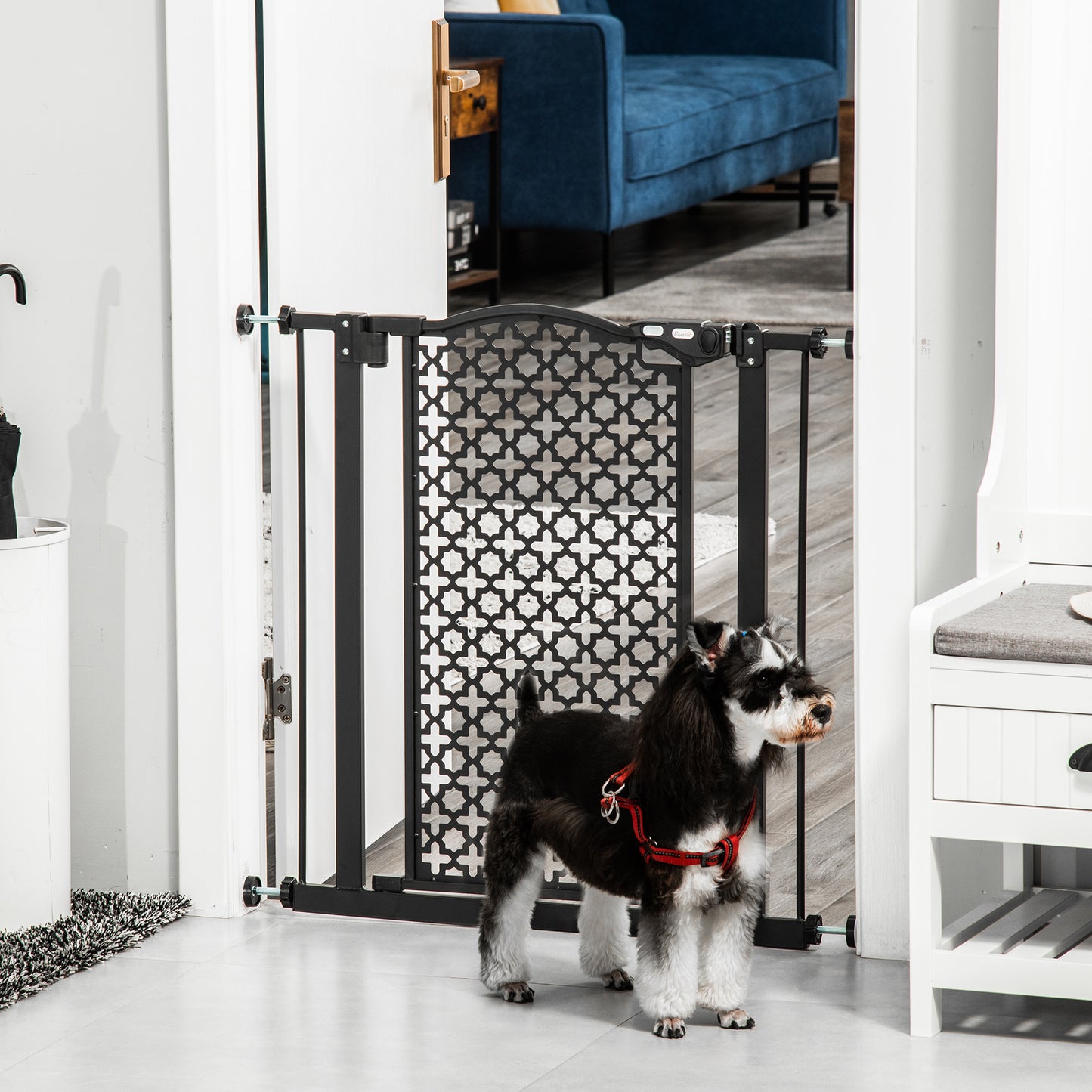 74-80 cm Pressure Fit Safety Gate for Doorways and Staircases, Dog Gate, Pet Barrier for Hallways with Auto Close, Double Locking