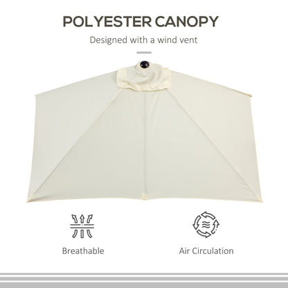 Outsunny Balcony Half Parasol Semi Round Umbrella Patio Crank Handle (2.3m, Beige)- NO BASE INCLUDED
