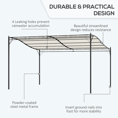 4 x 3 Meters Canopy Metal Wall Gazebo Awning Garden Marquee Shelter Door Porch - Cream