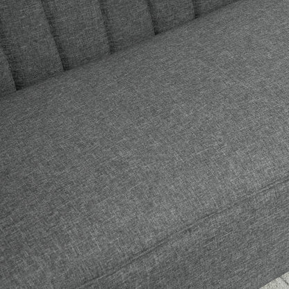 Modern Double Seat Sofa Loveseat Couch 2 Seater Compact Sofa Padded Linen Wood Leg Grey