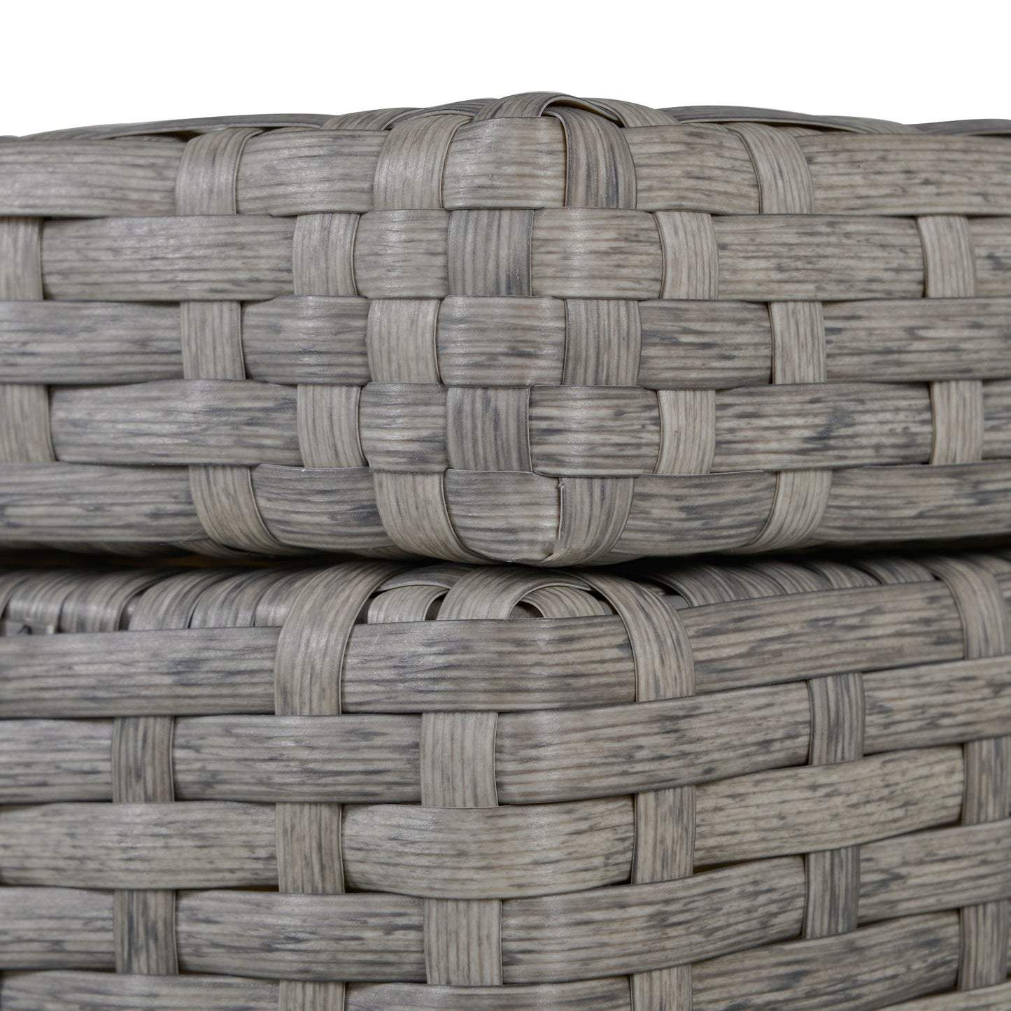 Outsunny 4 PCs PE Rattan Wicker Set Outdoor Conservatory Furniture Lawn Patio Coffee Table w/ Side Storage Box & Cushion, Grey