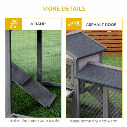 Wooden Rabbit Hutch Outdoor, Double Tier Guinea Pig Hutch, Small Animal House Water-Resistant Roof Ramp 147 x 54 x 84 cm