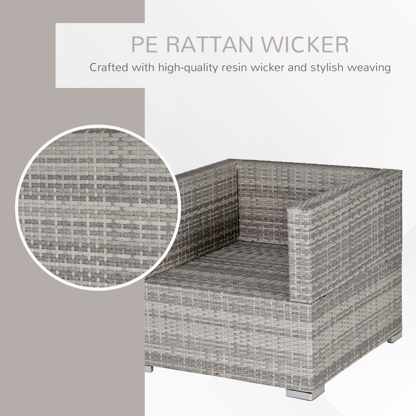 Outdoor Patio Furniture Single Rattan  Chair Padded Cushion All Weather for Garden Poolside Balcony Grey