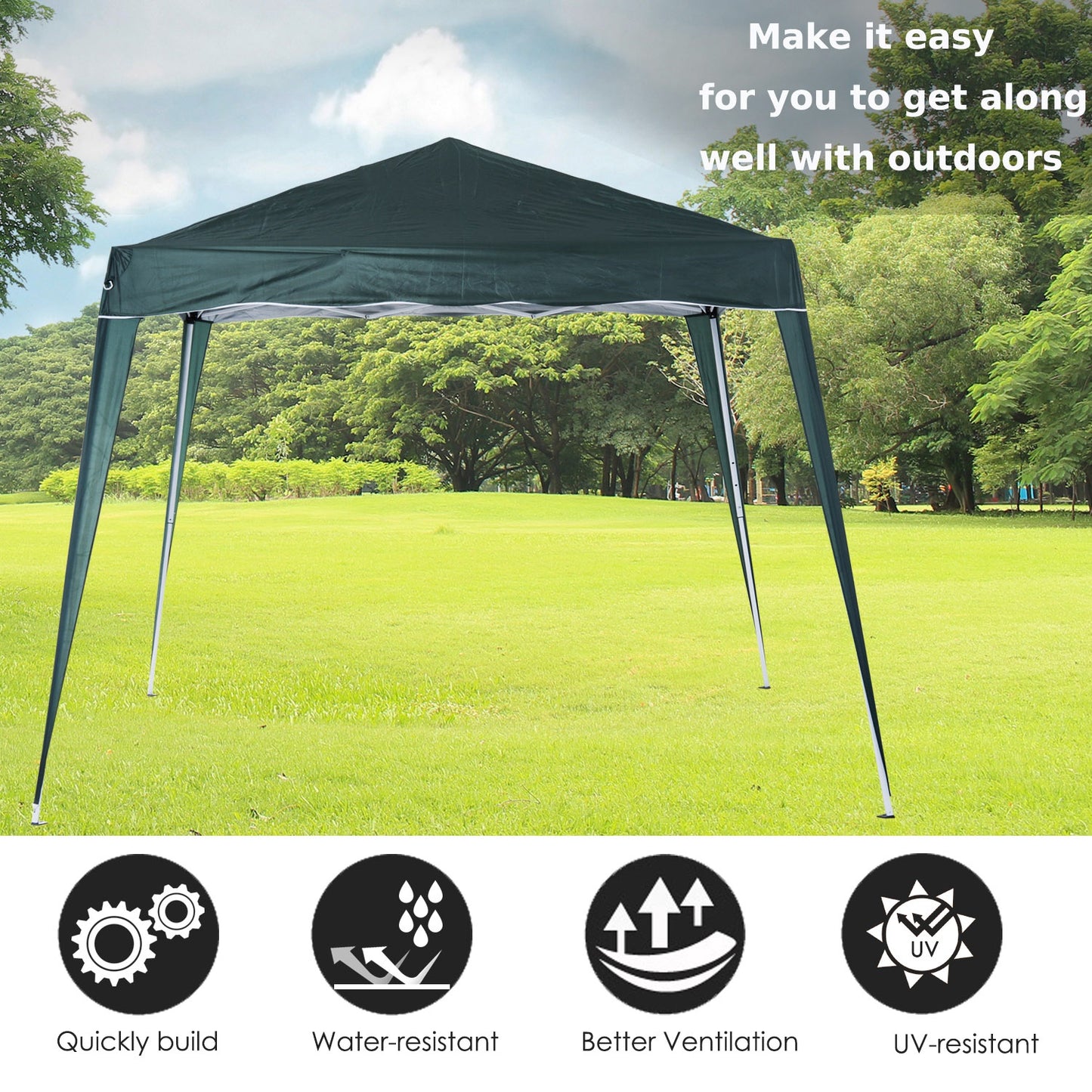 Outsunny Slant Leg Pop Up Gazebo with Carry Bag, Height Adjustable Party Tent Instant Event Shelter for Garden, Patio,