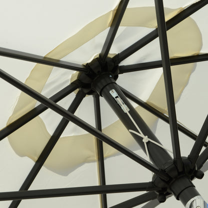 2.66m Patio Umbrella Garden Parasol Outdoor Sun Shade Table Umbrella with Ruffles, 8 Sturdy Ribs, Cream White