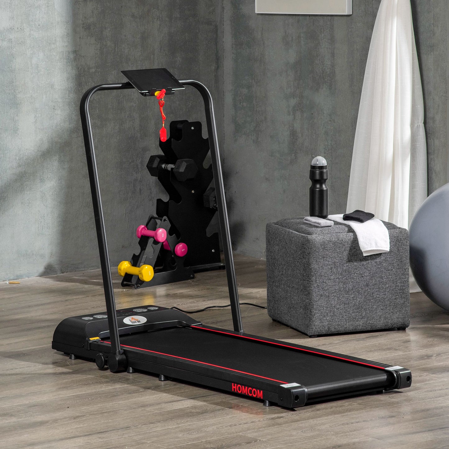 Foldable Walking Treadmill Aerobic Exercise Machine w/ LED Display, for Home Fitness Studio, Training Room