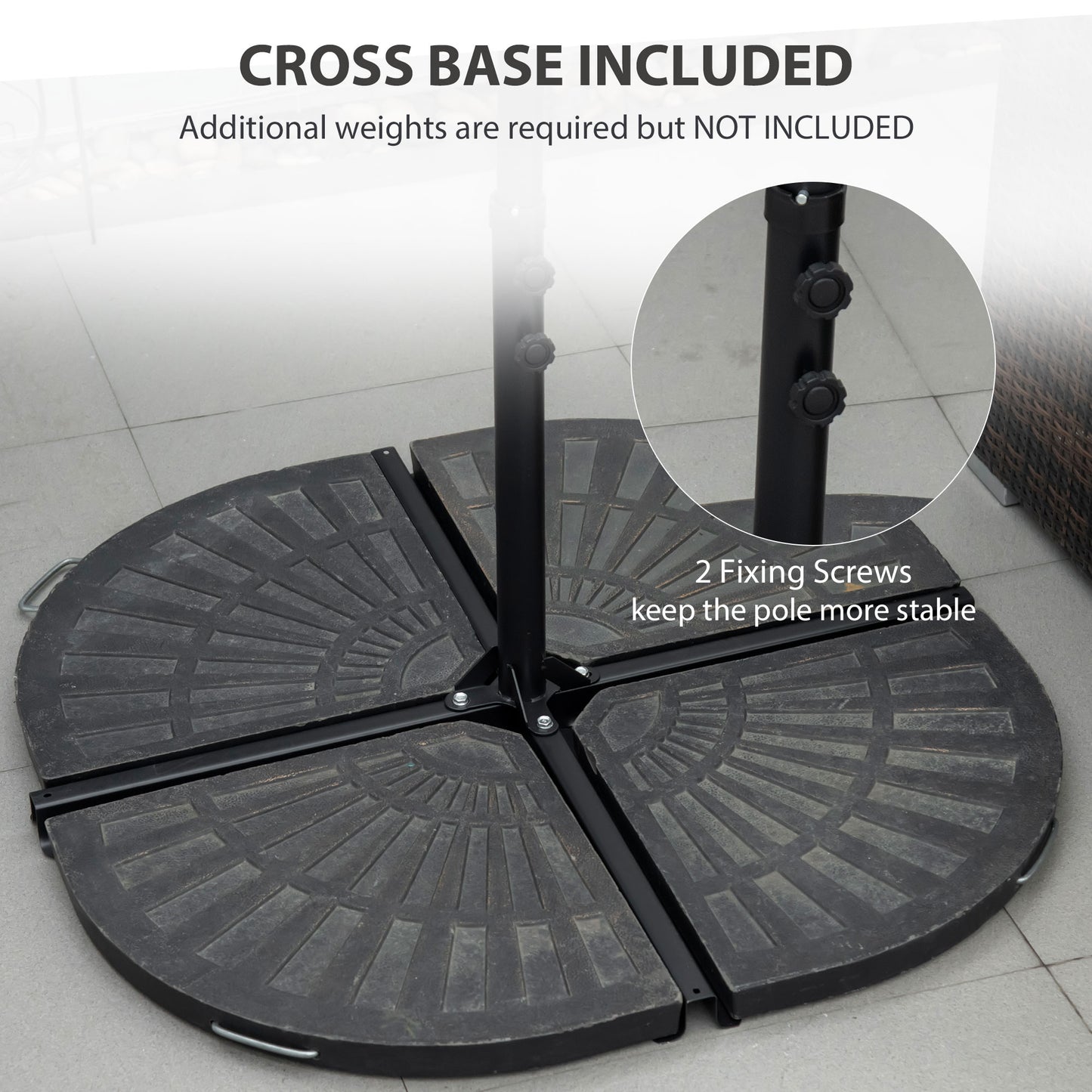 Outsunny 2.5M Garden Cantilever Parasol with 360¬¨‚àû Rotation, Offset Roma Patio Umbrella Hanging Sun Shade Canopy Shelter with Cross Base, Beige