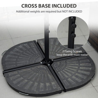 Outsunny 2.5M Garden Cantilever Parasol with 360¬¨‚àû Rotation, Offset Roma Patio Umbrella Hanging Sun Shade Canopy Shelter with Cross Base, Beige