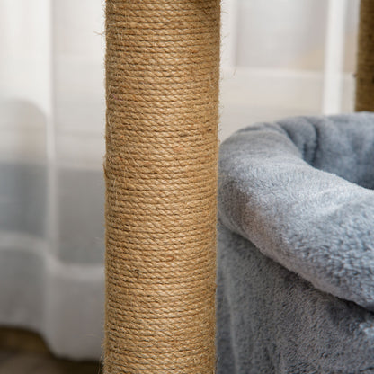 Cat Tree Tower for Indoor Cats Kitten Activity Center with Scratching Posts Pad Condo Perch Bed Interactive Ball Toy 48 x 48 x 84cm, Grey