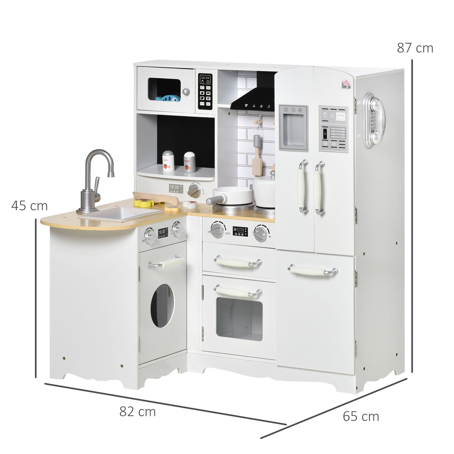 Kids Kitchen Playset, Large Pretend Role Play Kitchen, White