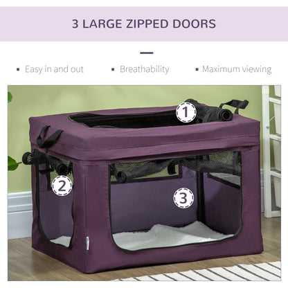 60cm Pet Carrier, Cat Carrier Cat Bag, Pet Travel Bag w/ Cushion, Carry Bag, for Cats and Miniature Dogs - Purple