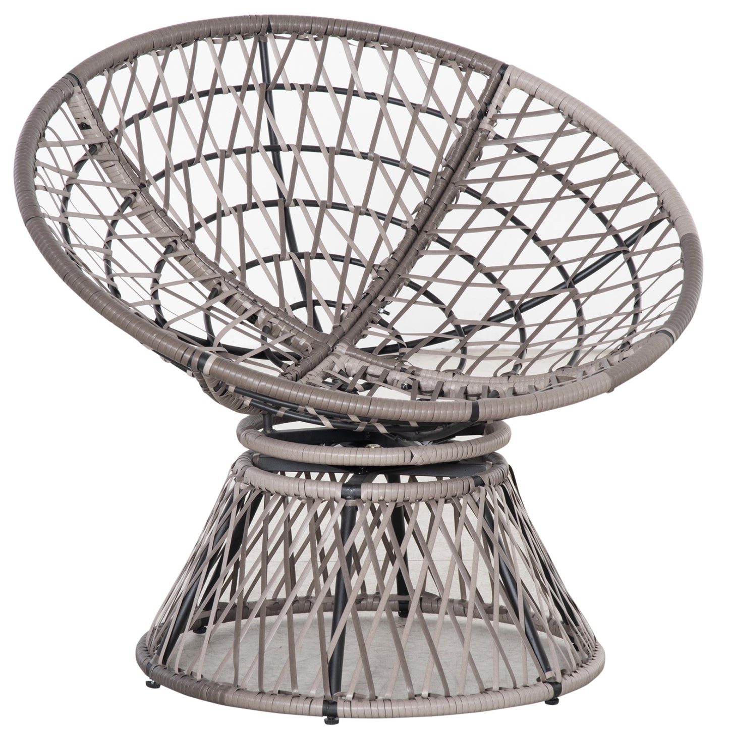 Outsunny 360√Ç¬¨√Ç¬®√¢¬Ä¬ö√É¬†√É¬ª Swivel Rattan Papasan Moon Bowl Chair Round Lounge Garden Wicker Basket Seat with Padded Cushion Oversized for Outdoor Indoor, Grey