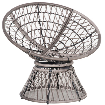 Outsunny 360√Ç¬¨√Ç¬®√¢¬Ä¬ö√É¬†√É¬ª Swivel Rattan Papasan Moon Bowl Chair Round Lounge Garden Wicker Basket Seat with Padded Cushion Oversized for Outdoor Indoor, Grey