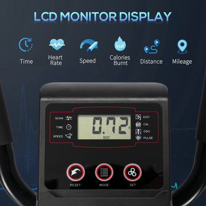 Elliptical Cross Trainer, Home Cardio Workout Machine with Eight Level Magnetic Resistance, LCD Monitor, Heart Rate Sensor, Two Wheel