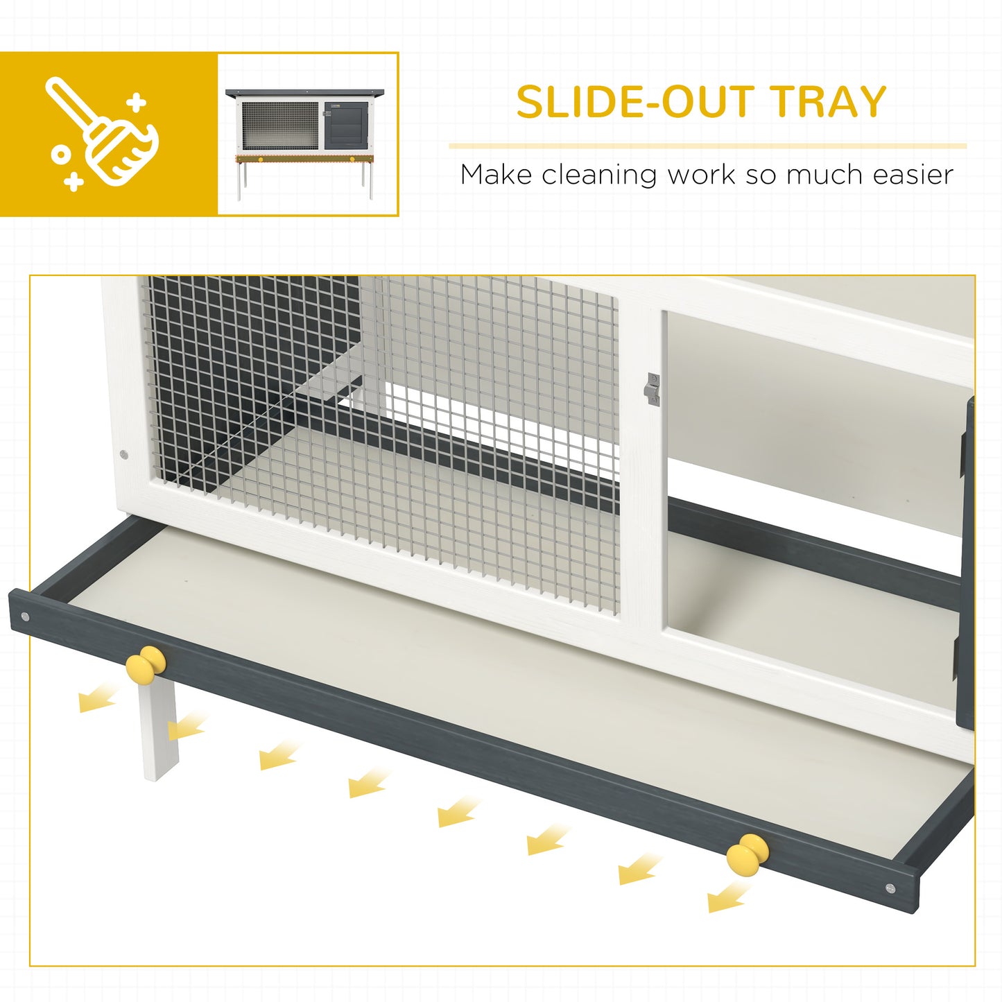 Wooden Rabbit Hutch Guinea Pig Hutch Bunny Cage Small Animal Habitat Openable Asphalt Roof for Outdoor Use 90 x 45 x 65 cm