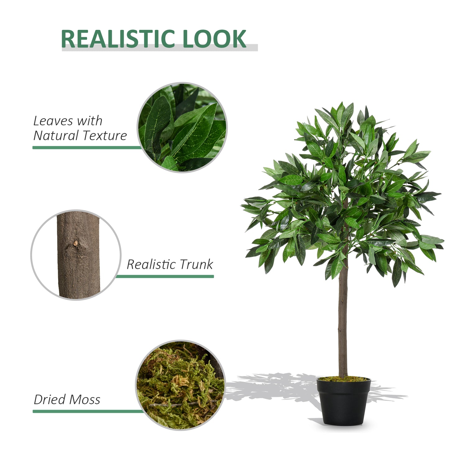 Set Of 2 - 3ft Artificial Bay Laurel Topiary Trees with Pot